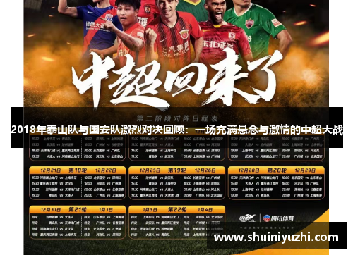2018年泰山队与国安队激烈对决回顾：一场充满悬念与激情的中超大战